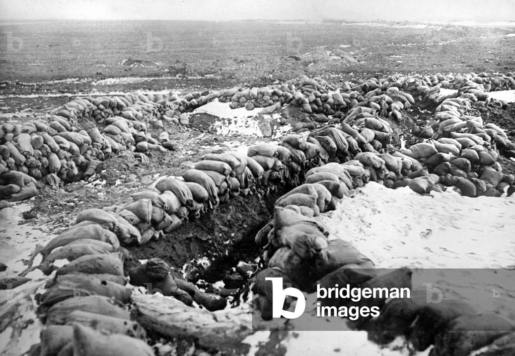 Russian trenches in East Prussia, 1915 (b/w photo)