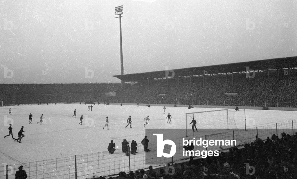 Grandstand of FC Bayern, 1966 (b/w photo)
