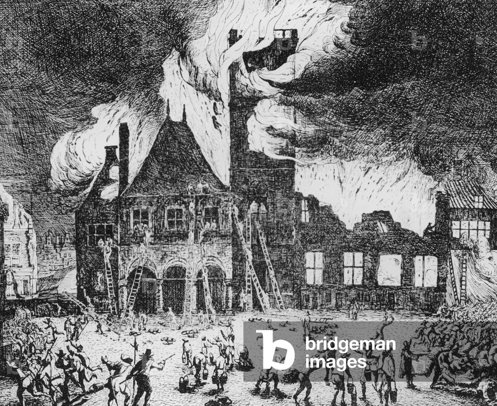 Fire in the old townhall in Amsterdam