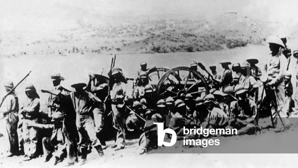 British artillery on the march to Khartoum, 1897 (b/w photo)
