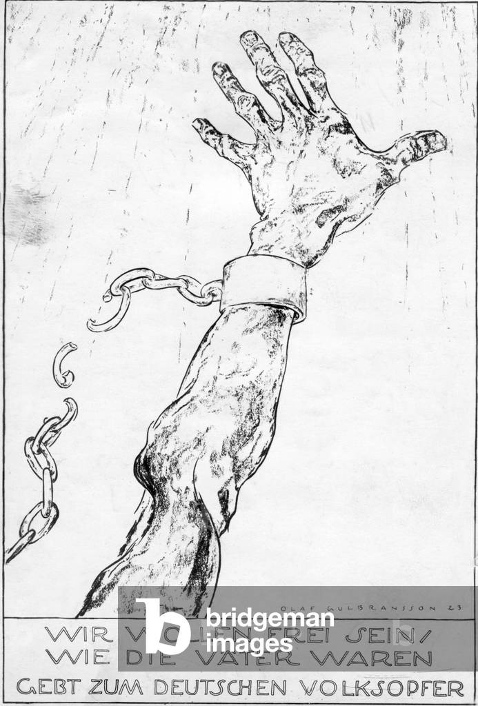 Poster by Olaf Gulbransson as a call for donations for the Deutsches Volksopfer, 1923