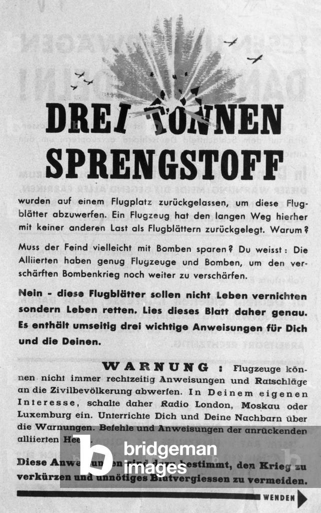 Leaflet of the US Army in Germany, 1945 (b/w photo)