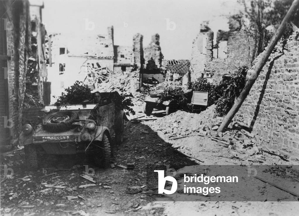 VW Kuebelwagen in Normandy, 1944 (b/w photo)