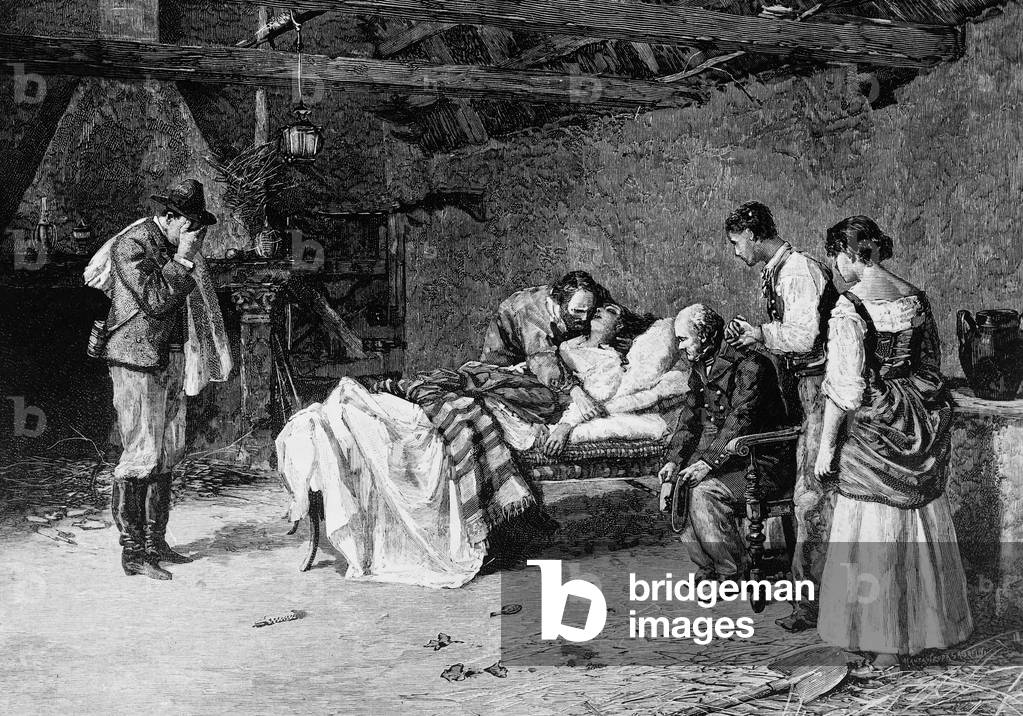 Giuseppe Garibaldi, at the deathbed of his wife, 1849