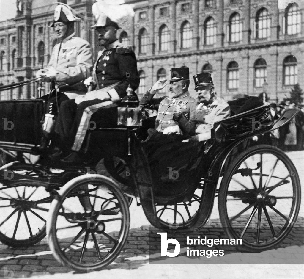 King Edward VII of England visited Emperor Franz Joseph I in Vienna, 1903 (b/w photo)