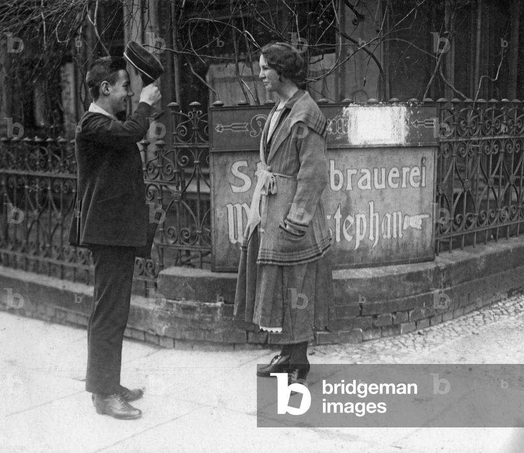 High school student and girl, 1923 (b/w photo)
