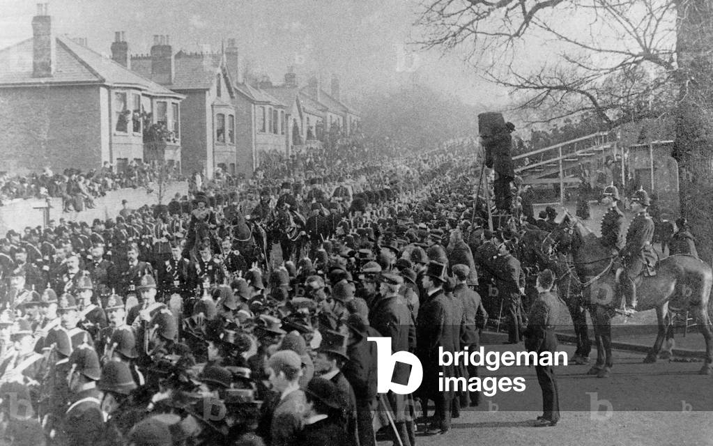Funeral procession for Queen Victoria, Cowes, 1901 (b/w photo)