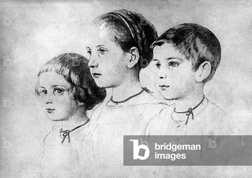 Wilhelm, Marie and Herbert von Bismarck, 1856