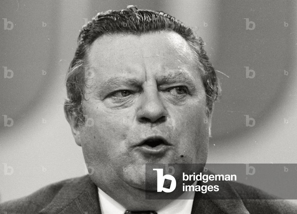 CSU Party Leader Franz Josef Strauß at the CDU party convention, 1971 (b/w photo)