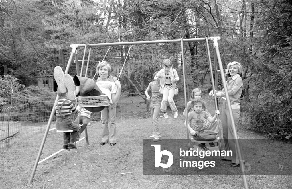 The Beckenbauer family, 1974 (b/w photo)