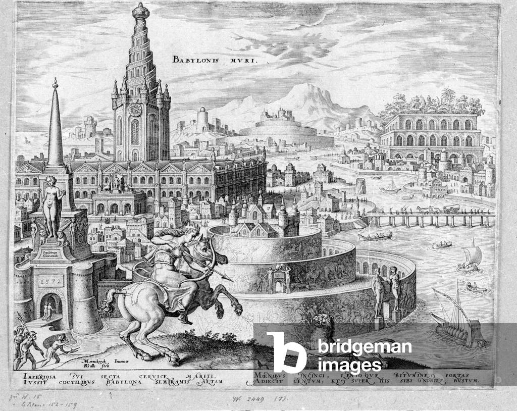The walls of Babylon, 1572 (copper engraving)