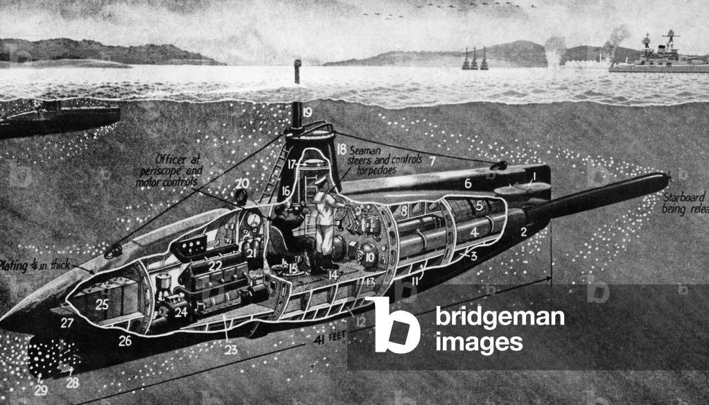 Japanese submarine, 1942 (b/w photo)