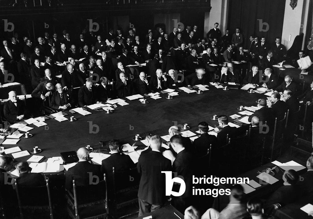 Opening of the first Hague Conference, 1929 (b/w photo)