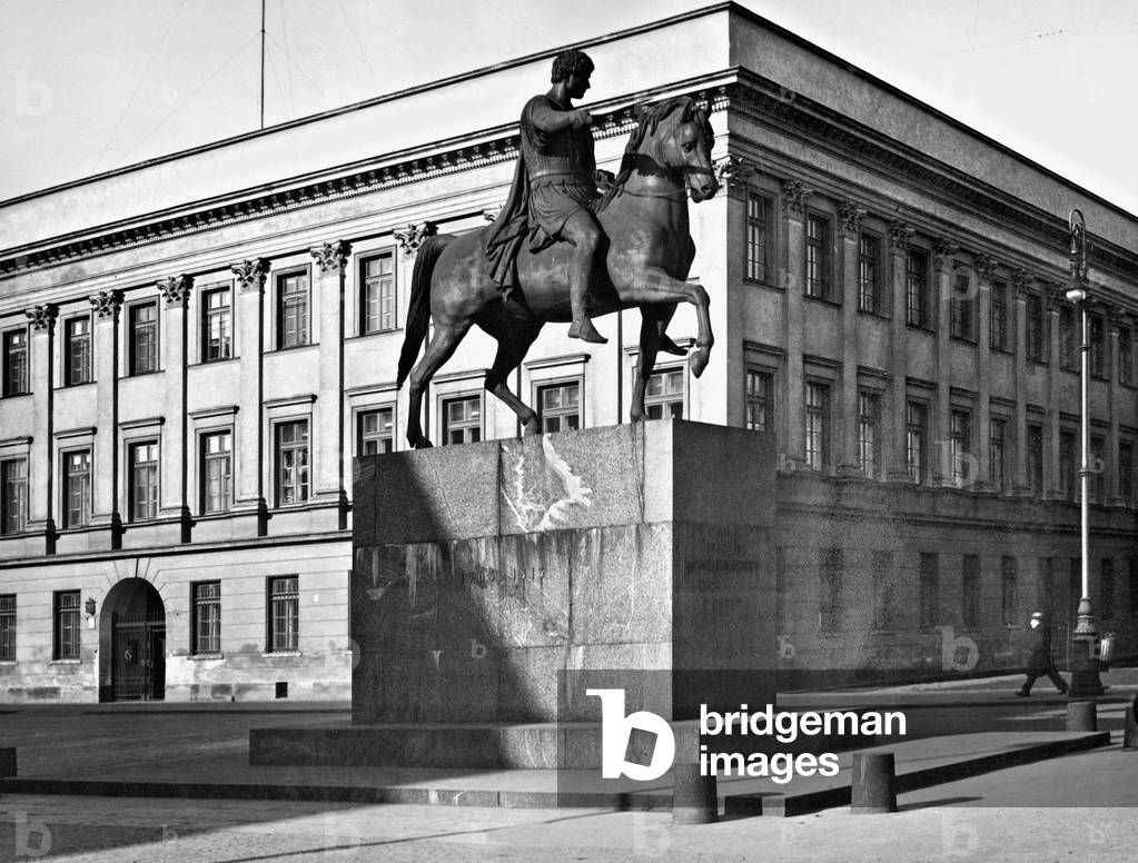 Monument for Prince Jozef Poniatowski in Warsaw (b/w photo)
