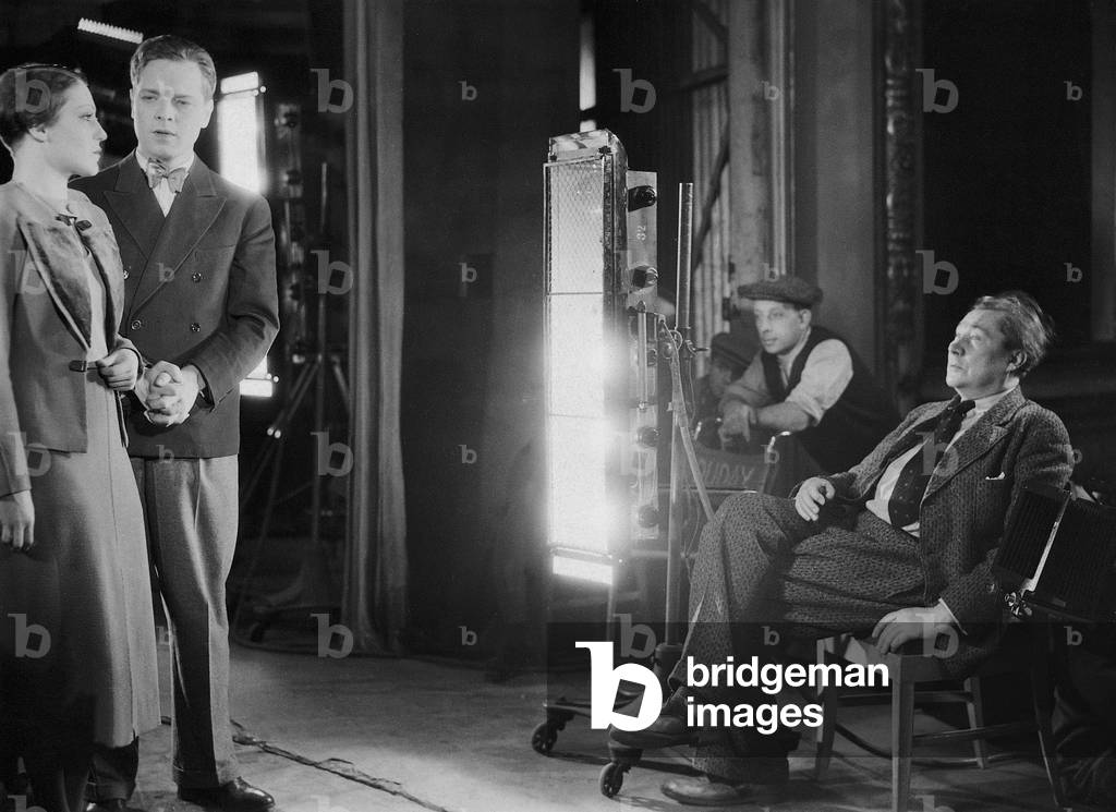 Kaethe von Nagy, Hans Brausewetter and Paul Wegener at a film shooting, 1934 (b/w photo)