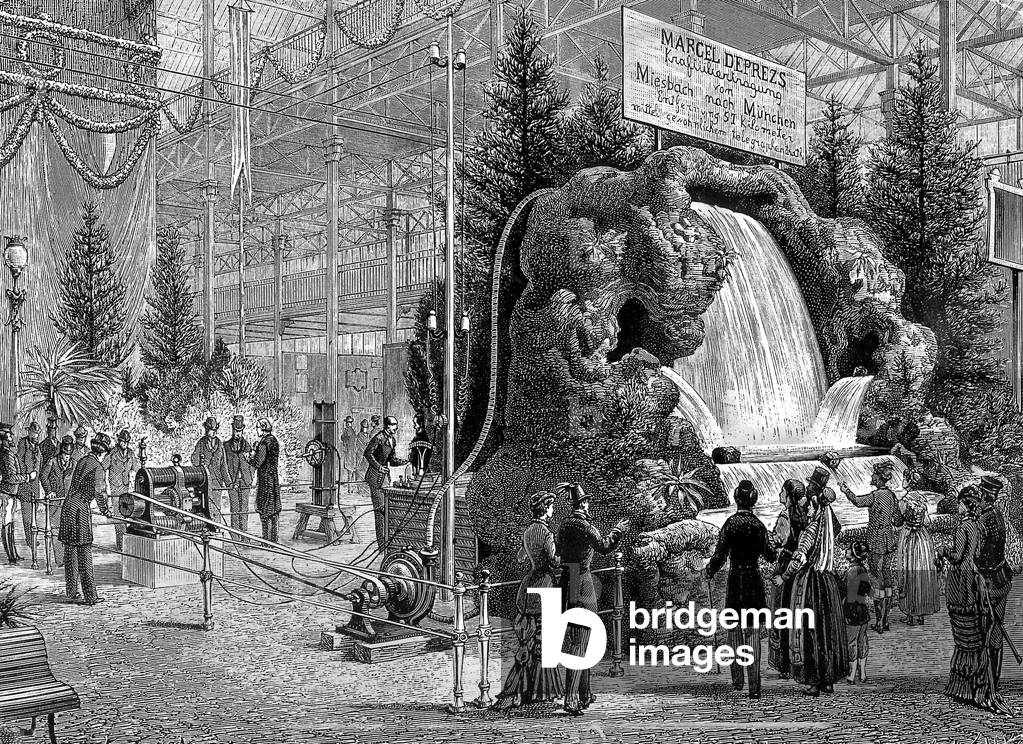 International Electricity Exhibition in the Glaspalast, 1882 (b/w photo)