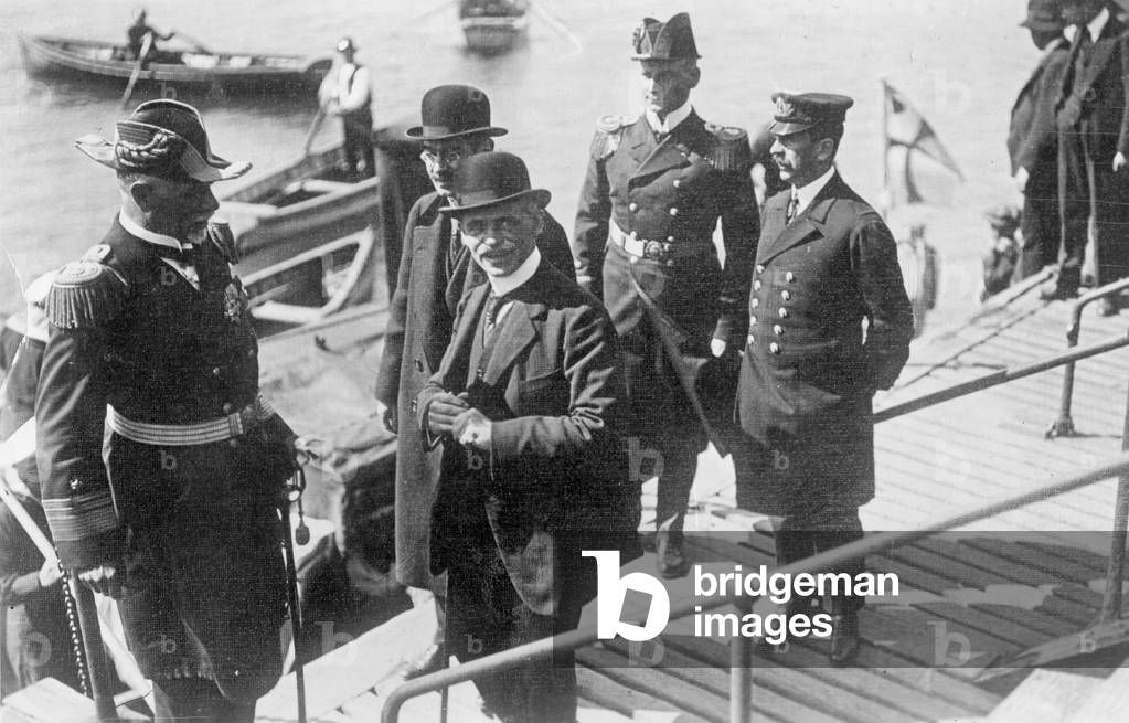 Arrival of Count Maximilian von Spee in Valparaiso, 1914 (b/w photo)