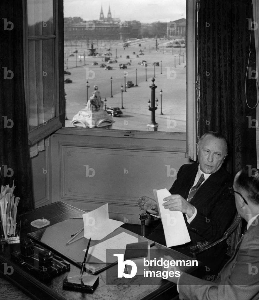Konrad Adenauer in Paris, 1951 (b/w photo)