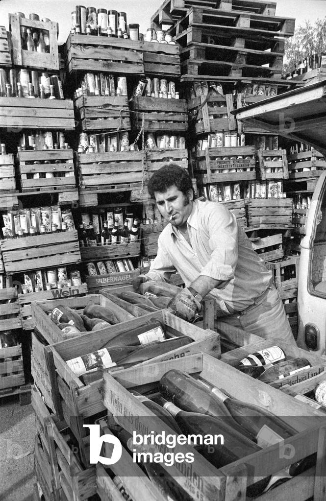 Waste glass collection, 1974 (b/w photo)