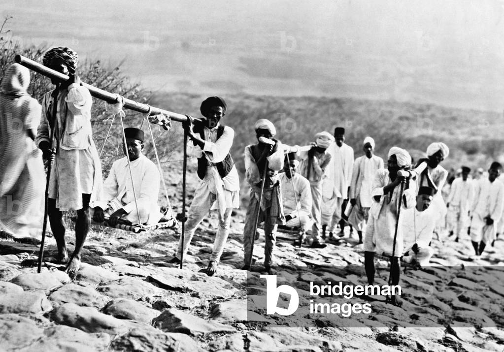 Pilgrims in India (b/w photo)