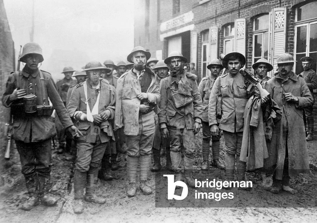 Portuguese Prisoners of War in Flanders, 1918 (b/w photo)