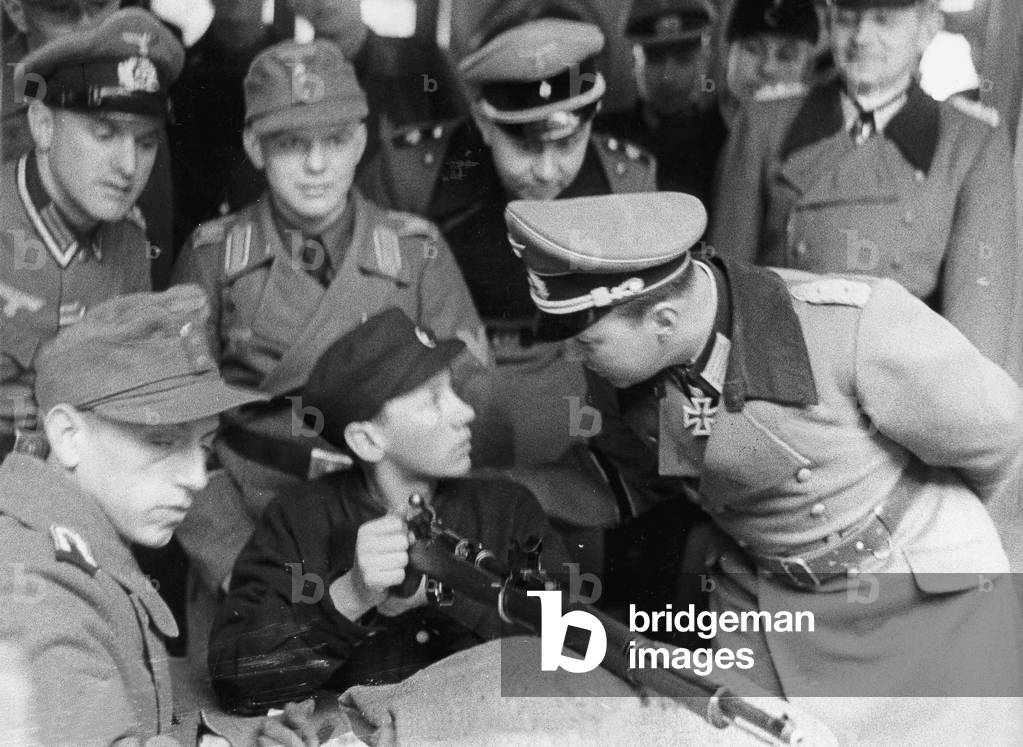 Training of Hitler Youth members during the Second World War, 1944 (b/w photo)