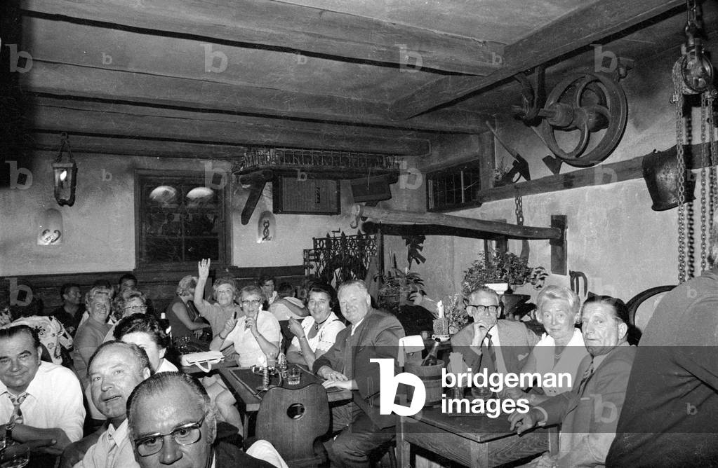 Pub in Bavaria, 1971 (b/w photo)