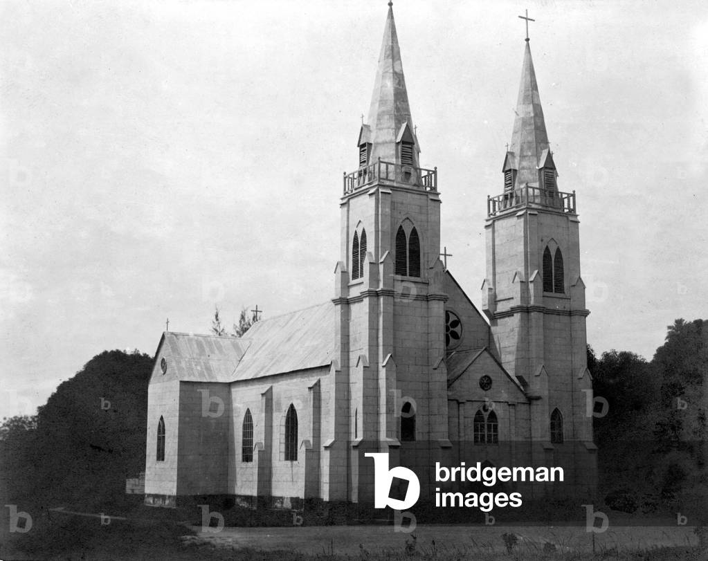 Catholic missionary church (b/w photo)