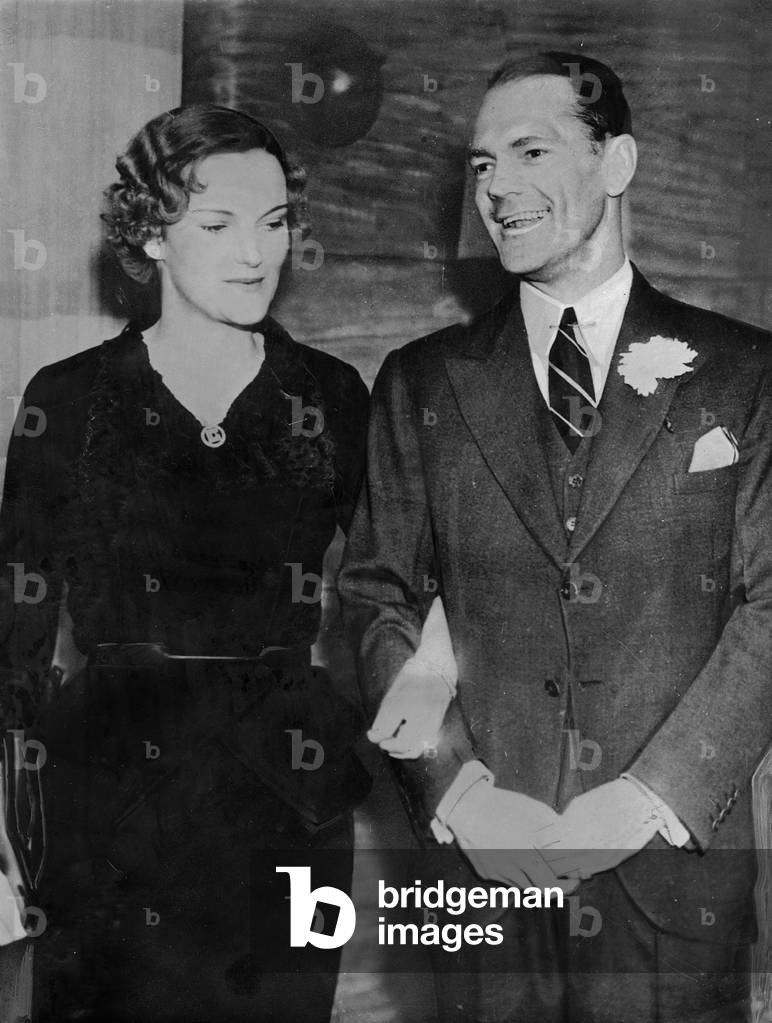 Doris Duke and James Cromwell (b/w photo)