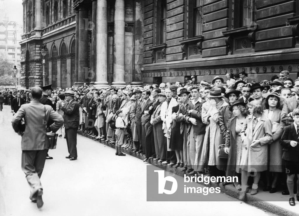 Crowd in Downing Street, 1939 (b/w photo)