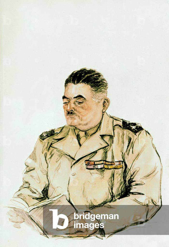 French general Guillaume (1895-1983) he defends Strasbourg, took Pforzheim and Stuttgart during ww2, drawing