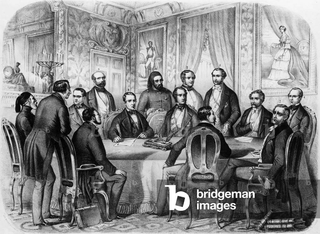 Congress of Paris in february 1856, to end Crimean war, engraving