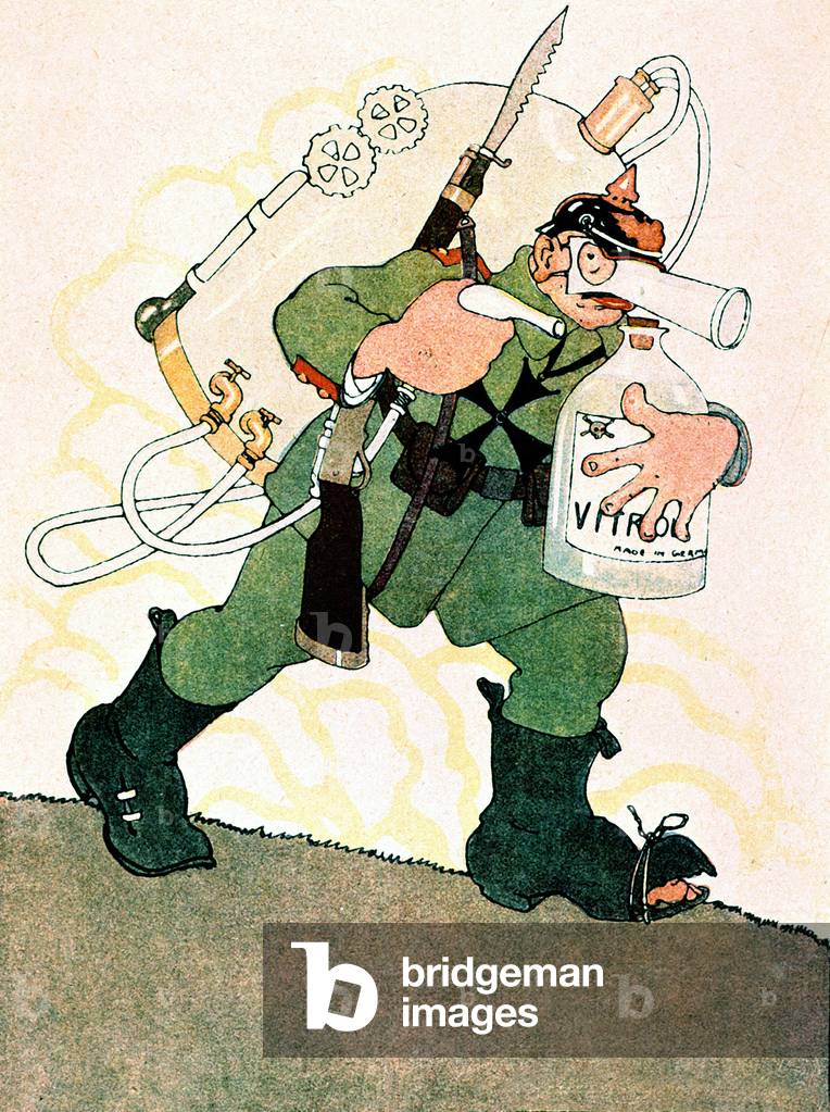 cartoon of a german soldier published in French newspaper La Baionnette may 11, 1916