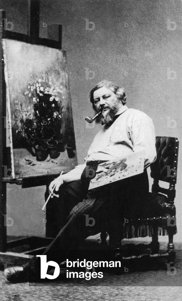 Gustave Courbet (1819-1877) French painter in his workshop studio, c. 1876, photo Etienne Carjat