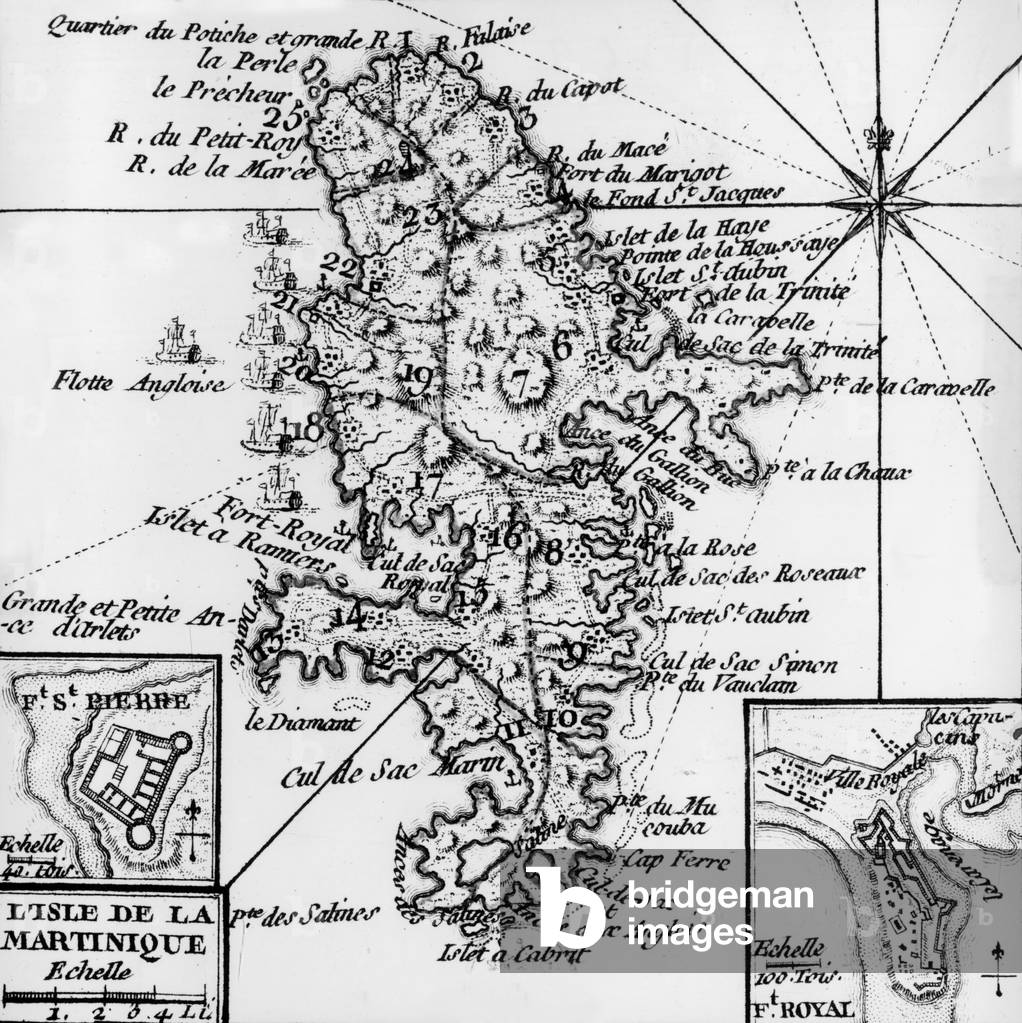 Map of Martinique, 1762, engraving