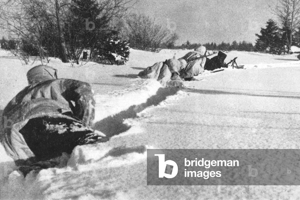 Russian soldiers in the snow during winter 1941-1942 on the russian front