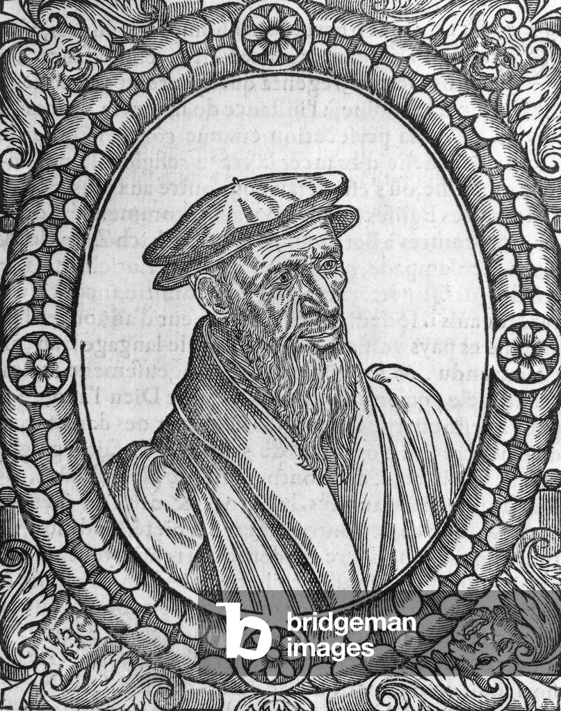 Guillaume Farel (1489-1565) main reformer in Switzerland, engraving