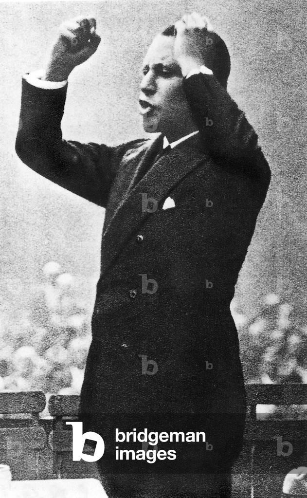 Jose Antonio Primo de Rivera (1903-1936) spanish politician, founder of the Francoist Falange in 1933 here during a speech c. 1935
