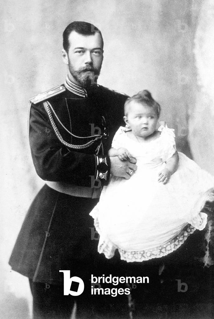 Czar Nicolas II of Russia (1868-1918, czar in 1894-1917) and his eldest daughter grand duchess Olga (1895-1918), 1895