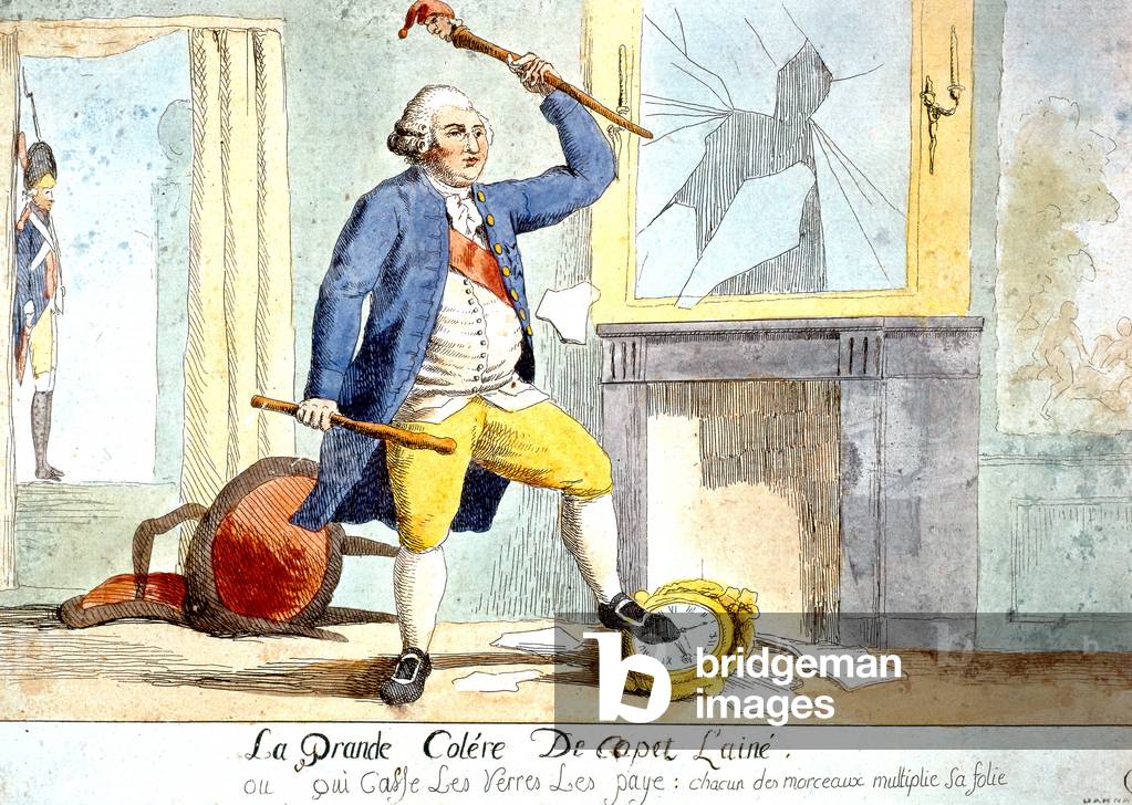 Cartoon of French king Louis XVI at the time of French Revolution, engraving