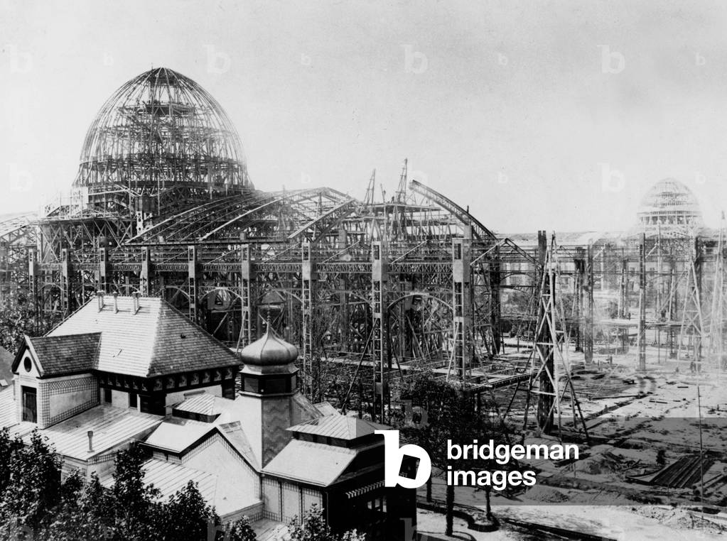 Construction of the Dome of the palace of Beaux Arts and liberaux Arts in 1888, Paris for 1889 world fair