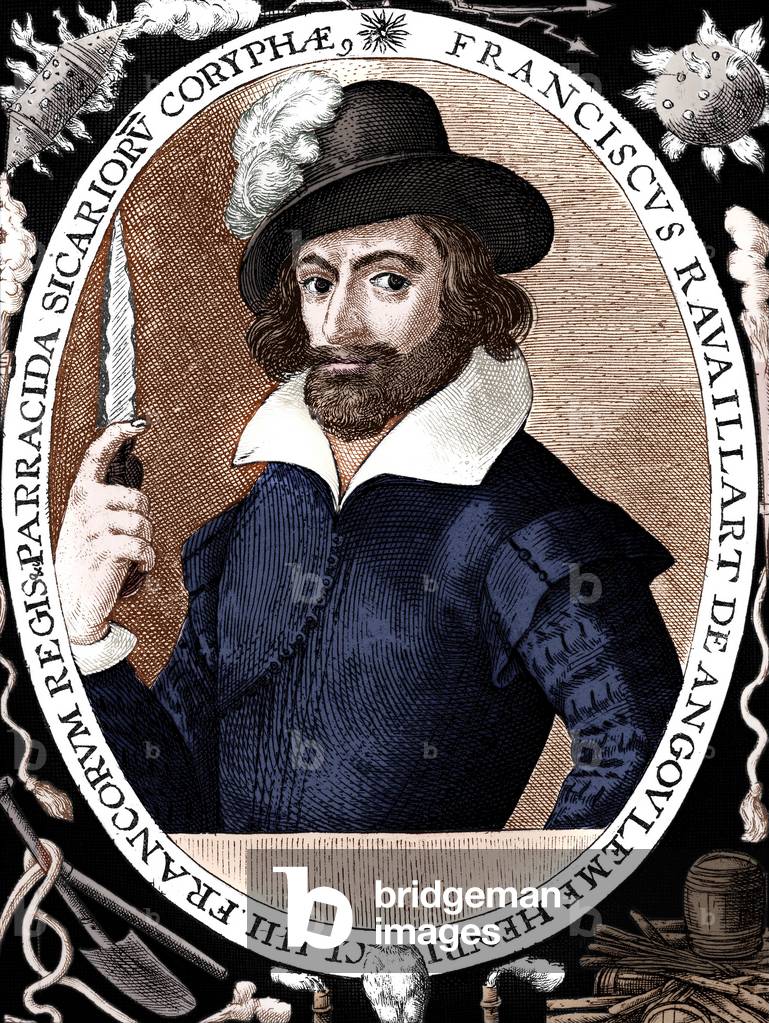 Francois Ravaillac (1578-1610) French extremist he stabbed to death French king Henri IV in 1610, engraving colourized document