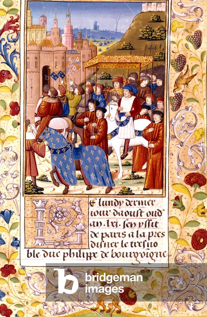 The duke Philippe of Burgundy , is an illumination extracting from the manuscript entitled Chronicles of Monstrelet 1400-1444