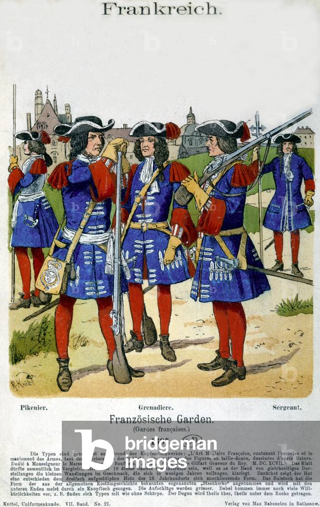 French guards in 1697, engraving