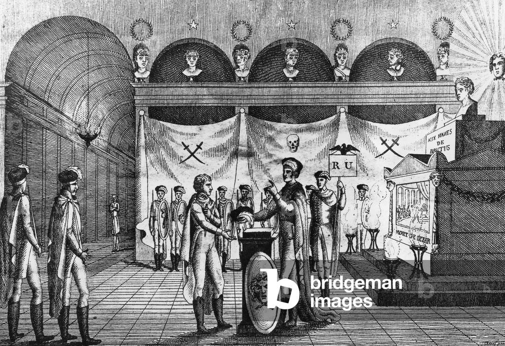 Reception of Napoleon Bonaparte in the freemasonry , c. 1798-1799 (?, date uncertain) , engraving