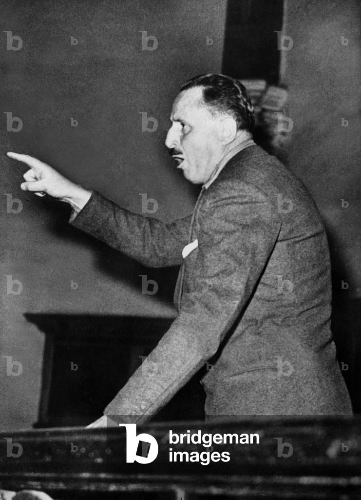 Oswald Mosley (1896-1980) former leader of english Fascist party declaring his intention to make a new party