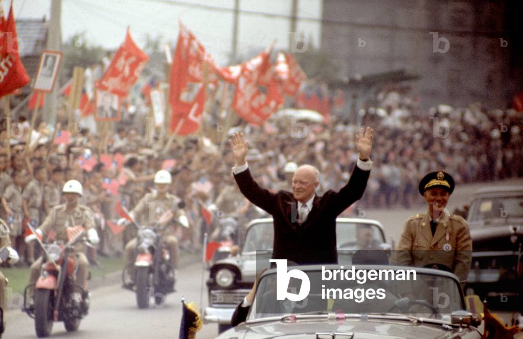 American president Dwight Eisenhower during his visit in Taiwan in 1960 in presence ofpresident Chiang Kai-Shek