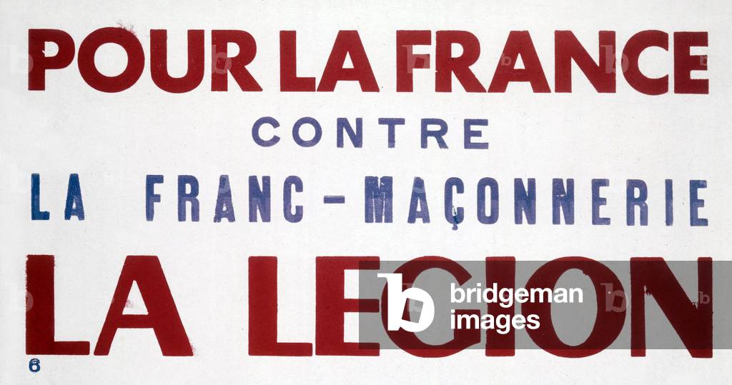 French propaganda poster of Vichy government for Legion against Freemasonry c. 1941