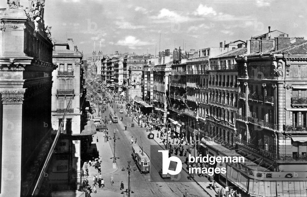 Generale View of the Canebiere in Marseille 50's