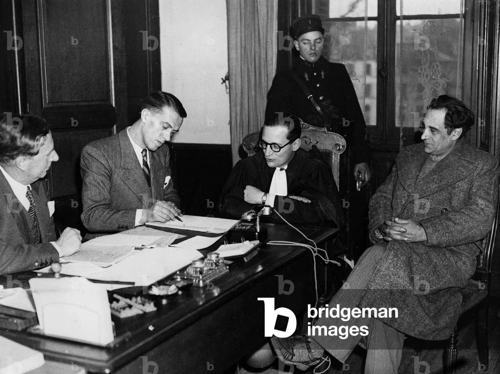 Marcel Petiot with his Lawyer Rene Floriot, Petiot Affair, c.1946 (b/w photo)